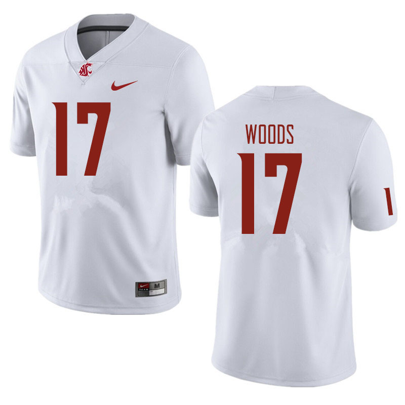 Men #17 Kassidy Woods Washington State Cougars Football Jerseys Sale-White